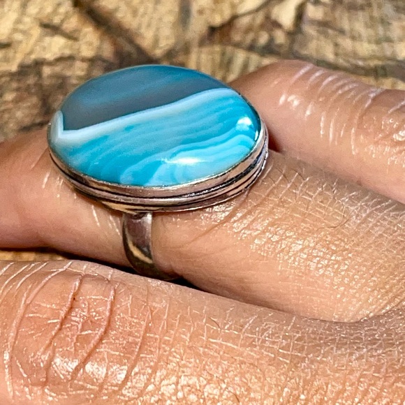 Banded Lace Agate Ring Size 6 1/4 - Picture 4 of 7